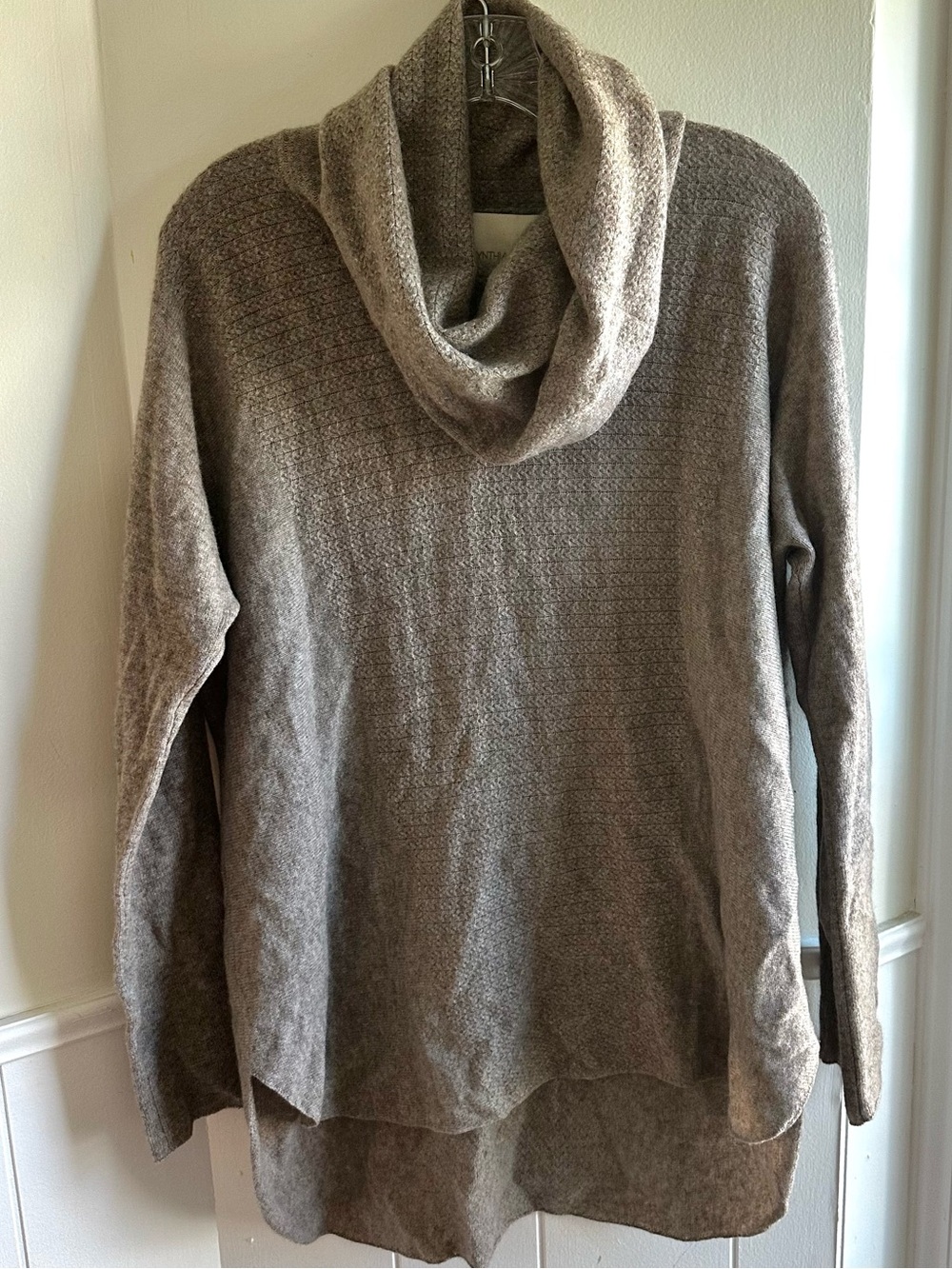 Cynthia Rowley 100% Cashmere Taupe Cowl Neck Sweater Women’s XL